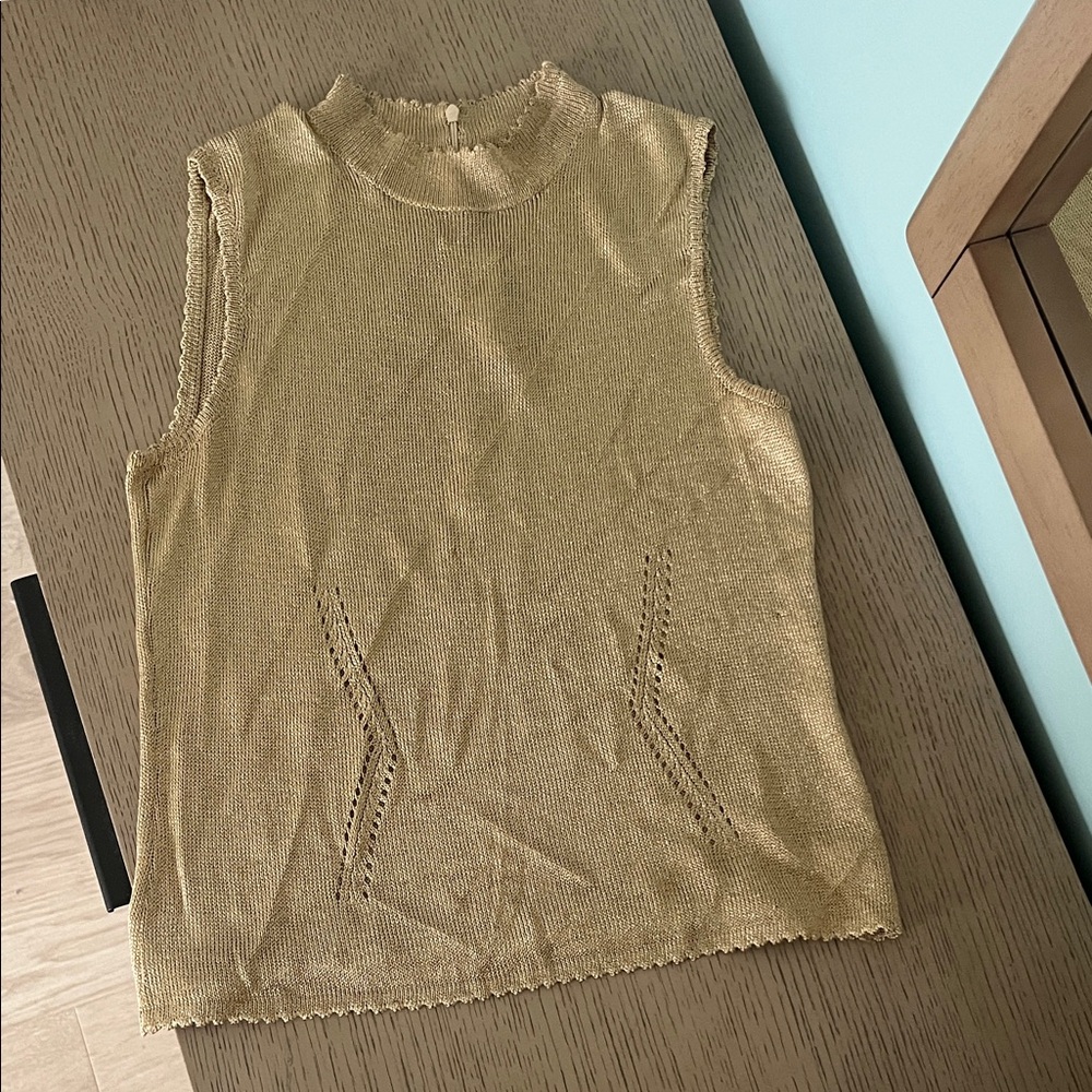 Chic Gold Sleeveless Knit Tank Top by St. John